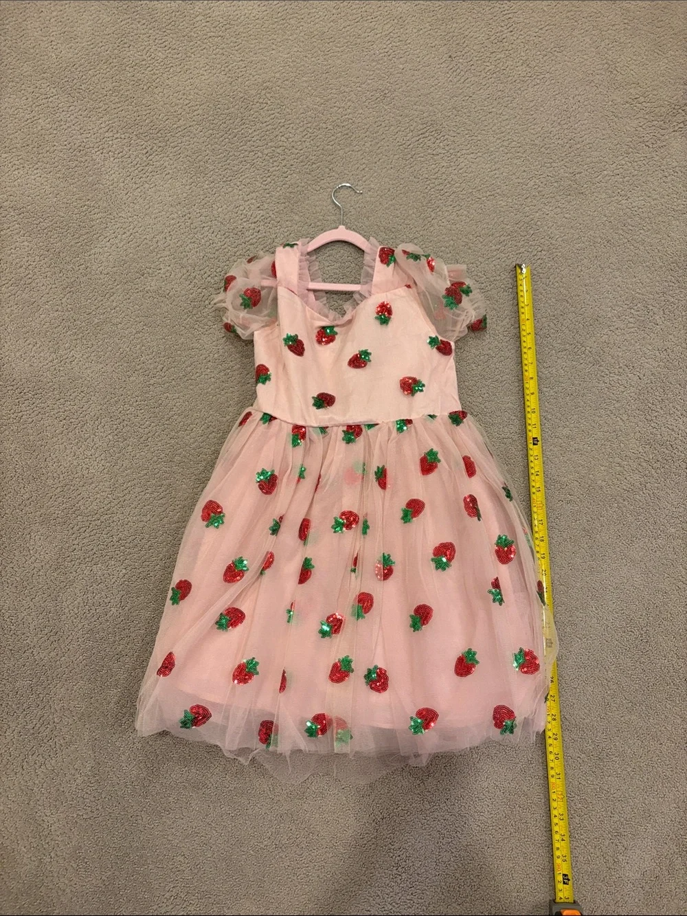 Lola and the Boys, Pink Tulle Strawberry Embellished Girls Dress, size 12